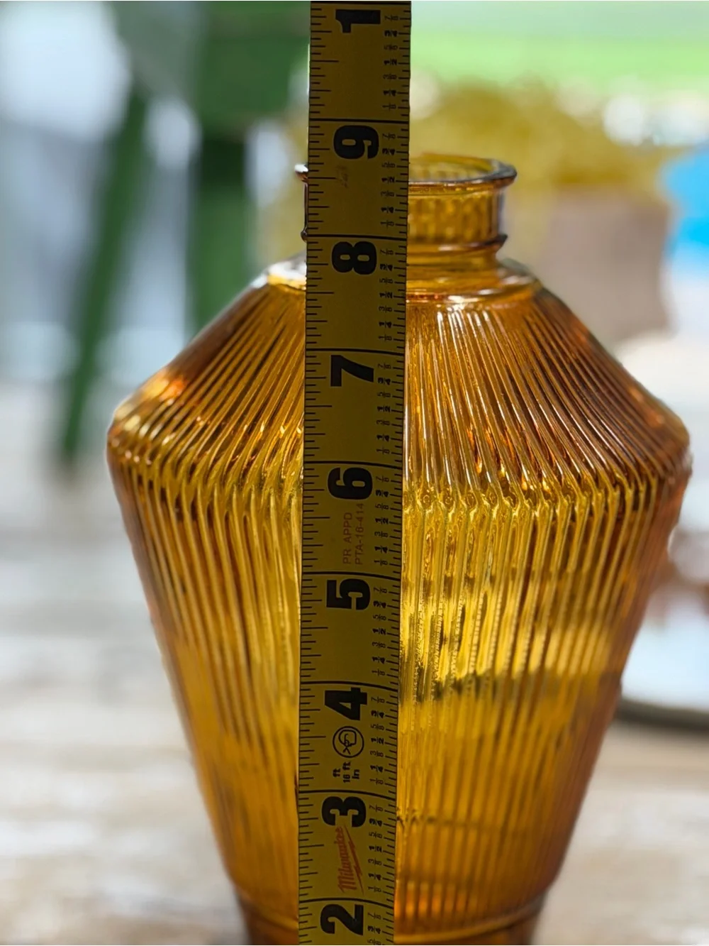 Vintage Amber Ribbed Glass Decorative Vase. Mid Century Modern | 1970’s | Retro
